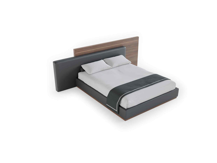 Tweepersoonsbed - plat hoofdeinde en stoffen bedframe
