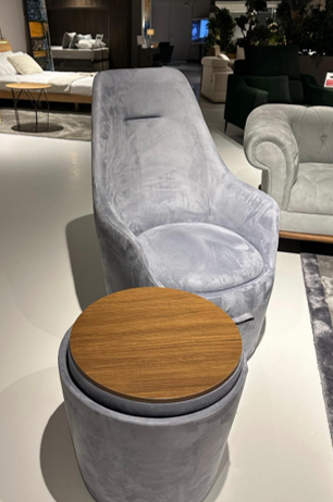 Lande Armchair + pouf/coffee table with storage